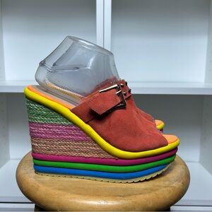 Ruilian Colorful Wedge Sandals rainbow espadrille